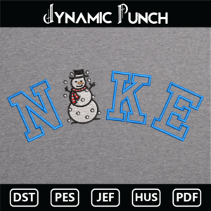 Nike Snowman Christmas Embroidery Design.