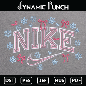 Nike Snowflakes Bow Christmas Embroidery Design.