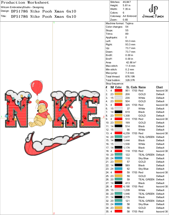 Nike Pooh Christmas Embroidery Design.