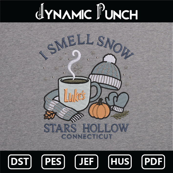 I Smell Snow Stars Hollow Christmas Embroidery Design.