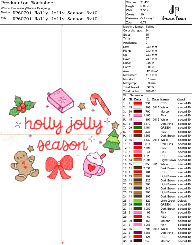 Holly Jolly Season Christmas Embroidery Design.