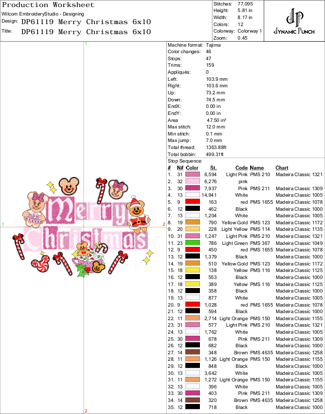 Merry Christmas Gingerbread Mickey Minnie Embroidery Design.