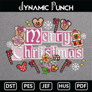 Merry Christmas Gingerbread Mickey Minnie Embroidery Design.