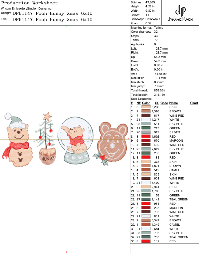 Winnie The Pooh Hunny Christmas Embroidery Design.