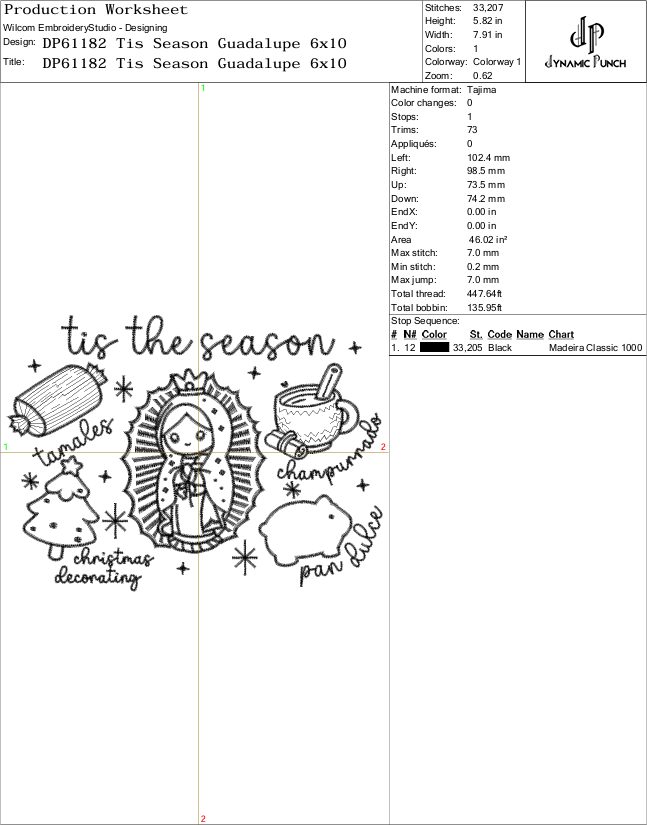 Tis The Season Virgen De Guadalupe Embroidery Design.